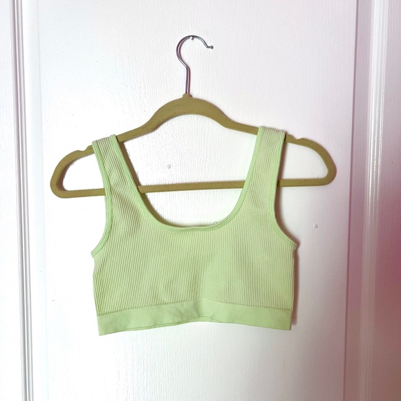 Colsie Women's Scoop Neck Ribbed Green Bralette size M - Picture 3 of 7